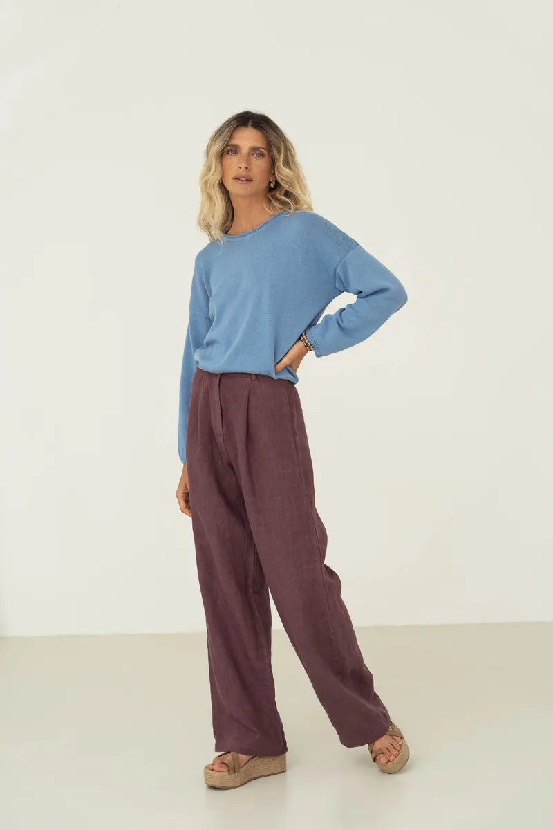 Näz Näz Damen vegan Hose Mara Aubergine Lila, Violett, – Produktbild 2 von 2