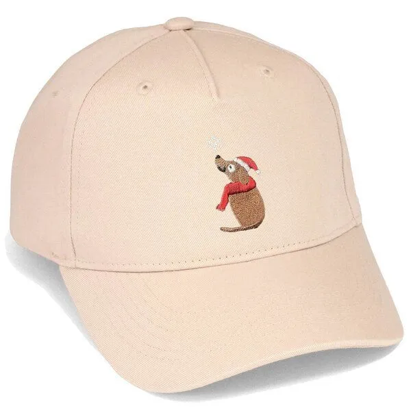 LIGARTI Bestickte Cap – Thomas der Weihnachtshund – LIGARTI Tiermanufaktur, Sand, – Produktbild 1 von 4