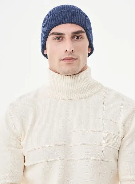 ORGANICATION ORGANICATION Strick-Beanie aus Bio-Merinowolle und Bio-Baumwolle, Petrol blue, – Produktbild 3 von 4
