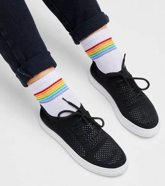 Natural Vibes Natural Vibes Rainbow Quarter Socken Bio GOTS-zertifiziert Sneaker Herren Damen, Weiss, – Produktbild 2 von 3