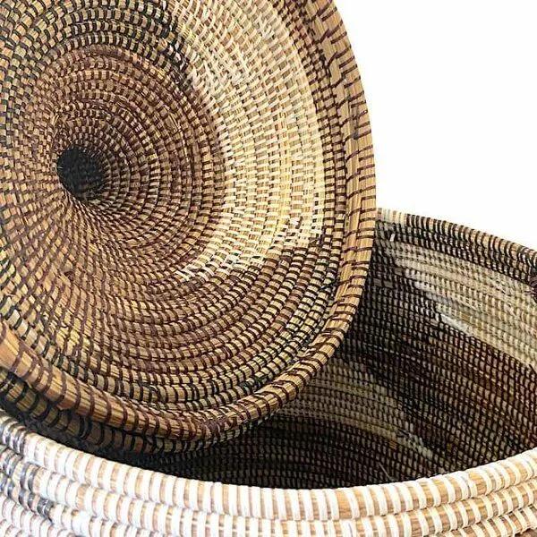SWANE-Design SWANE-Design Afrikanischer Wäschekorb - Zick Zack Braun/Weiß – Produktbild 2 von 2