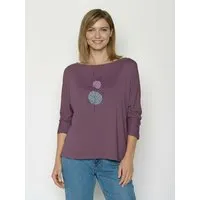 GreenBomb GREENBOMB Bloom Classic Simper - Gemütliches Longsleeve aus Viskose (LENZING ECOVERO) Mix / hochwertiger Print / Fair & Vegan, Lila (moorberry), – Produktbild 1 von 1