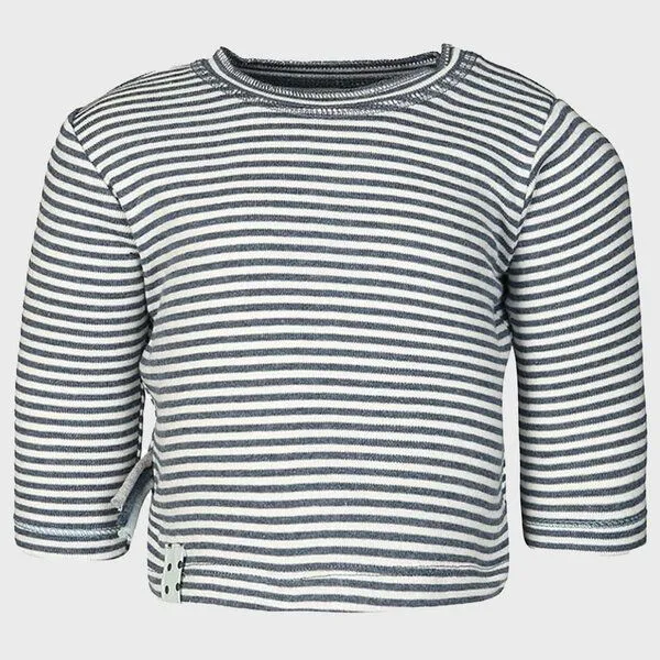 OrganicEra Baby Langarm T-shirt, gestreift 'OrganicEra' aus Bio Baumwolle, Indigo melange (blau), – Produktbild 1 von 3