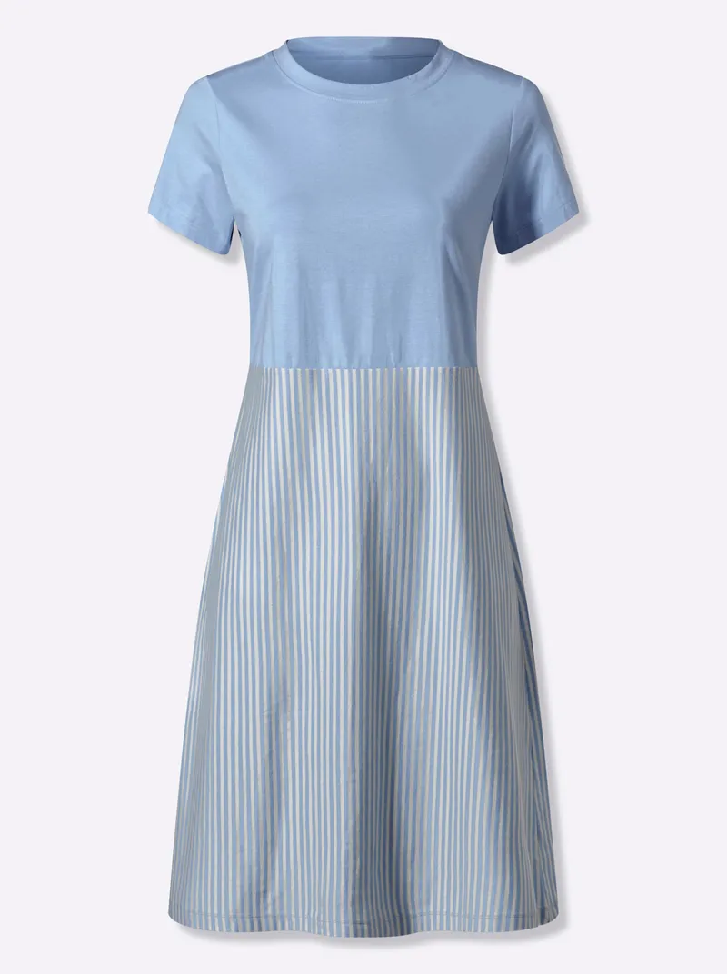 heine Jerseykleid, Eisblau-ecru-gestreift, – Produktbild 1 von 2