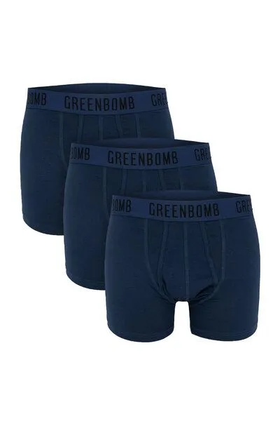 GreenBomb GREENBOMB Basic 3x Trunk - Gemütliche Trunk aus Bio-Baumwoll Mix / GOTS / Fair & Vegan, Blau (navy), – Produktbild 2 von 3
