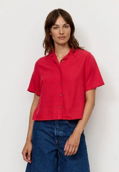 recolution Damen Bluse aus Leinen und LENZING ECOVERO Viskose Mix - CAMELLIA - recolution, Lava red (rot), – Produktbild 1 von 4