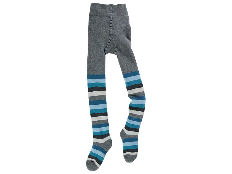 grödo Kinder Strumpfhose Vollfrotte blau-geringelt Gr. 1-2, Blau, – Produktbild 1 von 1