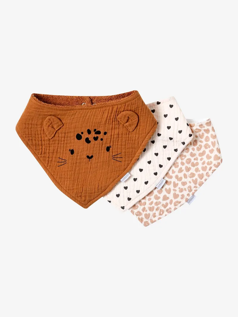 Vertbaudet 3er-Pack Baby Lätzchen, Pack wollweiß herzen/lovely le, – Produktbild 1 von 4