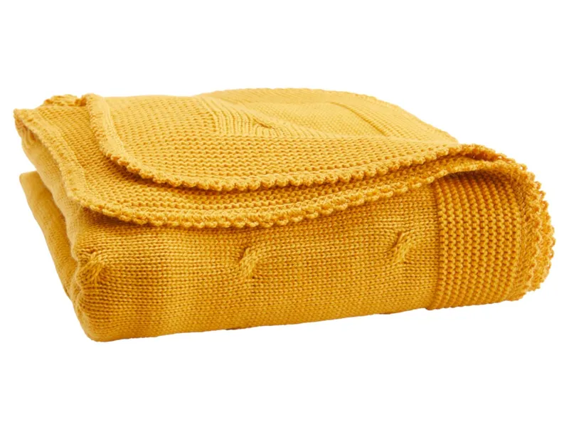 Reiff Strickwaren Babydecke Bio-Merinowolle Twist kurkuma Maße 80 x 80 cm, Gelb, – Produktbild 1 von 2