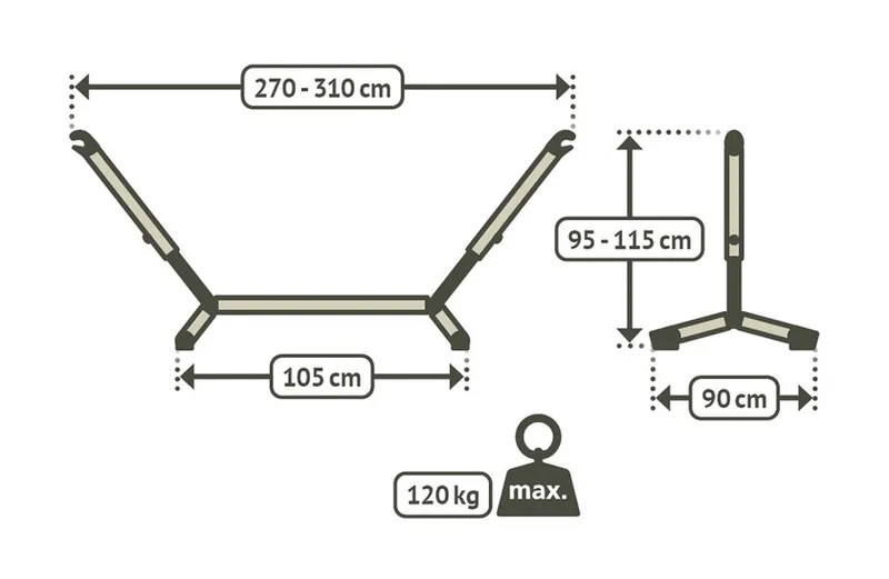 La Siesta La Siesta Hängemattengestell Nautico coolgrey,90x270-310,95-115cm,Stahl pulverbeschichtet, Schwarz, – Produktbild 4 von 4
