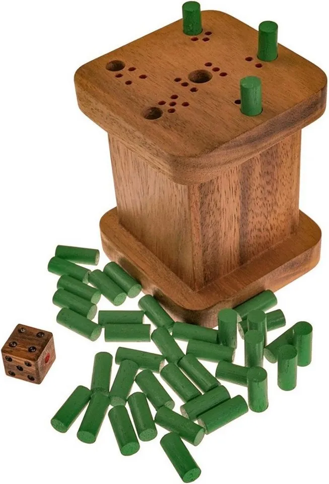 LOGOPLAY Spiel 6 raus, Familienspiel, 6 raus - für 2 bis 6 Spieler - Würfelspiel mit 40 Spielsteckern, Beige, – Produktbild 1 von 1
