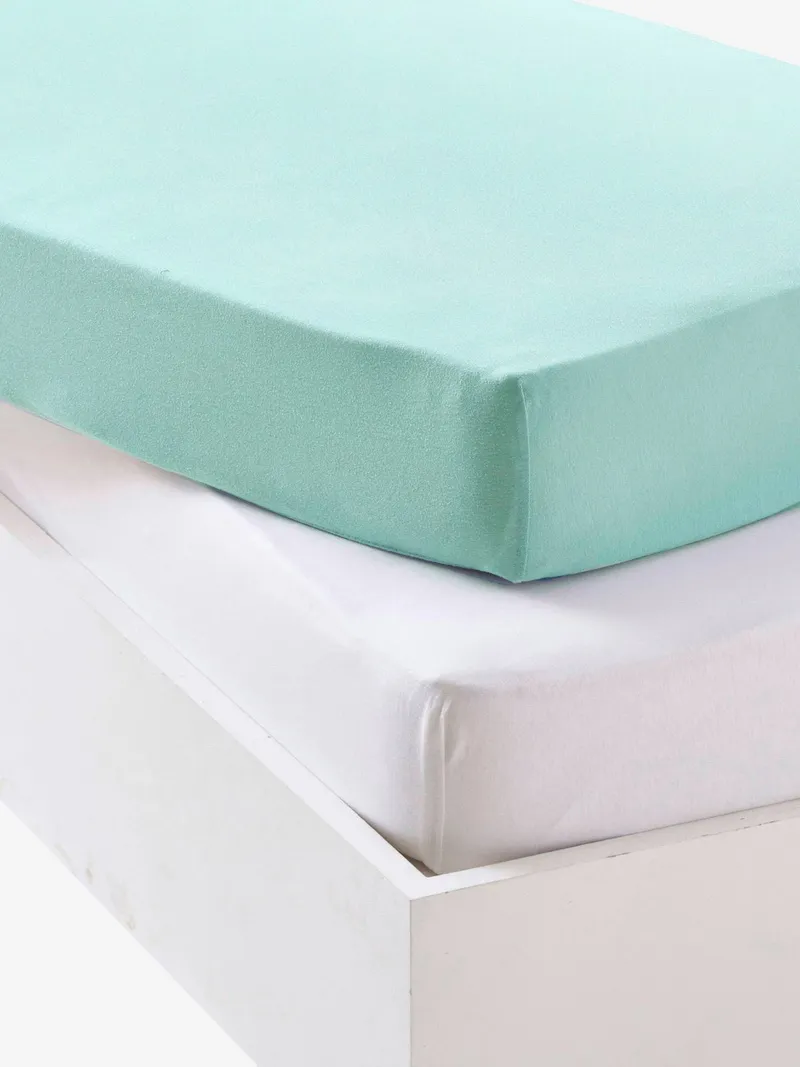 Vertbaudet 2er-Pack Baby Spannbettlaken, Grün+weiß, – Produktbild 1 von 2