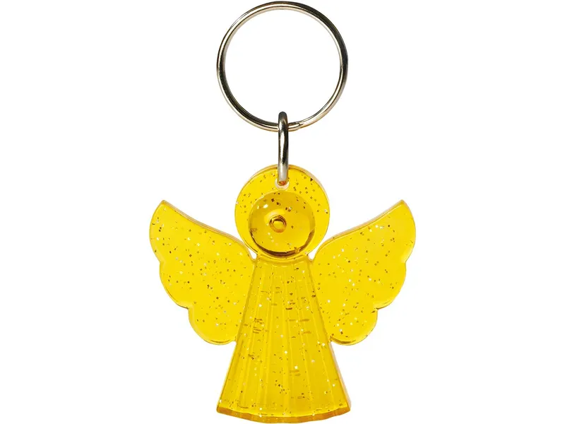 Schlüsselanhänger "Engel" inkl. 1-farbig beidseitigem Aufdruck, gelb glitzer transparent – Produktbild 1 von 1