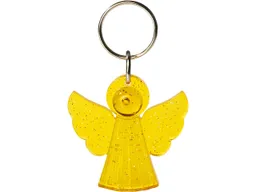 Schlüsselanhänger "Engel" inkl. 1-farbig beidseitigem Aufdruck, gelb glitzer transparent – Produktbild 1 von 1