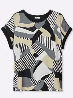 sheego Blusenshirt schwarz-grau-bedruckt – Produktbild 1 von 1