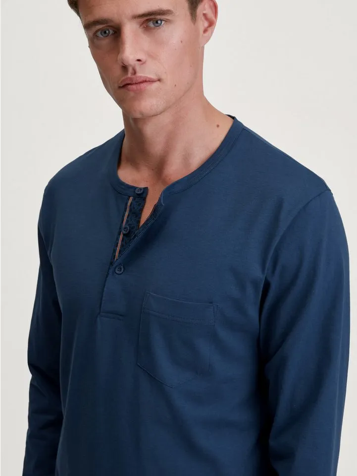 CALIDA CALIDA Pyjama Relax Imprint Herren (2 tlg) weich, leicht und bequem, Blau, – Produktbild 4 von 5