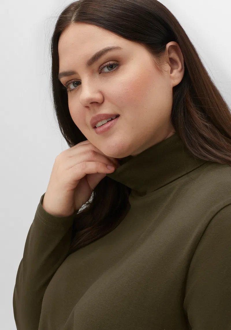 sheego Rollkragenshirt dunkelkhaki, Dunkelkhaki, – Produktbild 2 von 2