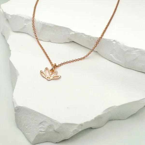 MOANINA MOANINA Kette Bali Lotusblüte - 925 Silber/18k Gold Vermeil - 3 Längen, Rose, – Produktbild 1 von 3