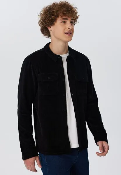 Leela Cotton Leela Cotton 9233-021 | Unisex Cordhemd, Schwarz, – Produktbild 4 von 6