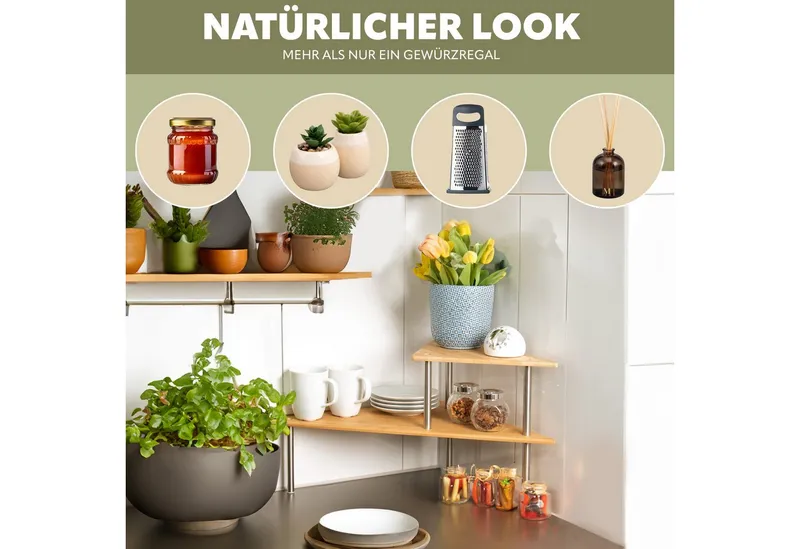 bremermann Küchenregal Küchen-Eckregal, Küchenregal, Gewürzregal, Bambus, Braun, – Produktbild 2 von 5