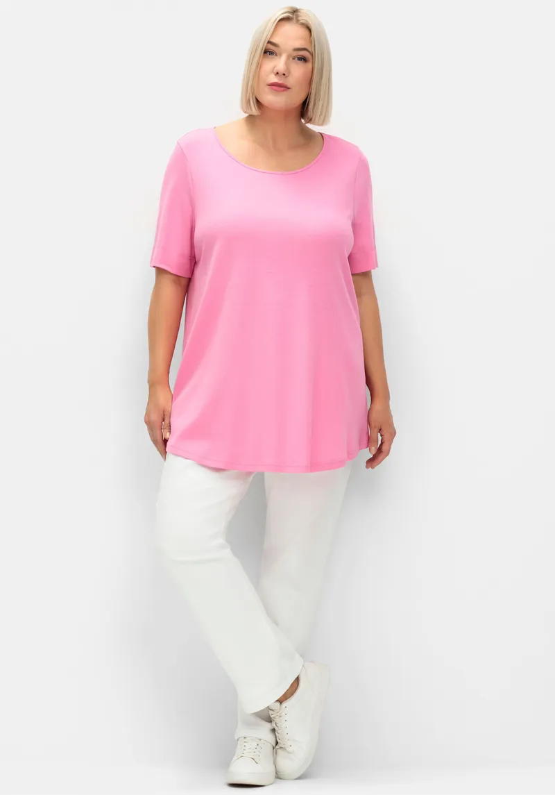 sheego Longshirt blumiges pink, Blumiges pink, – Produktbild 2 von 2