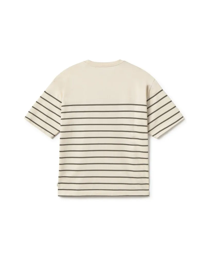 TWOTHIRDS TWOTHIRDS Herren vegan T-Shirt Esker Khaki Streifen, Weiß, – Produktbild 2 von 2