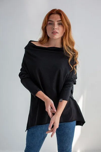 KOKOworld KOKOworld Damen Bluse Minimal aus Bio-Baumwolle, Schwarz, – Produktbild 1 von 3