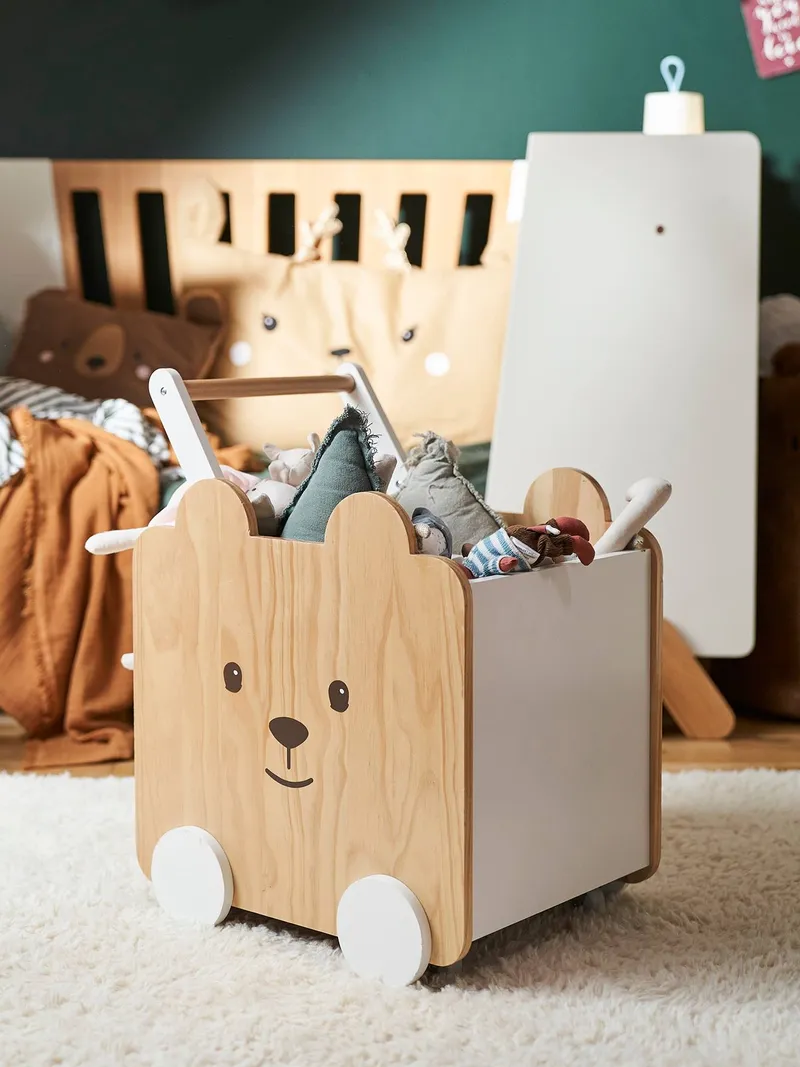 Vertbaudet Kinderzimmer Fahrbare Spielzeugkiste BÄR, Braun, – Produktbild 2 von 4
