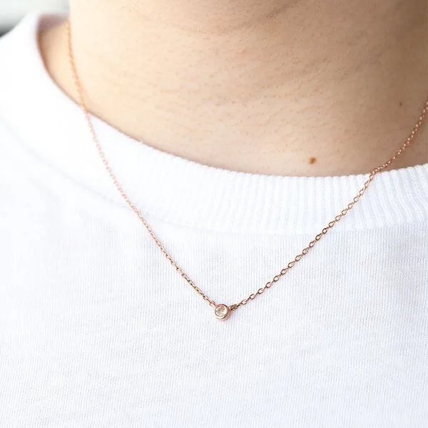 Eppi Eppi Silberne minimalistische Kette mit einem Morganit Glosie, Rosa, – Produktbild 2 von 3