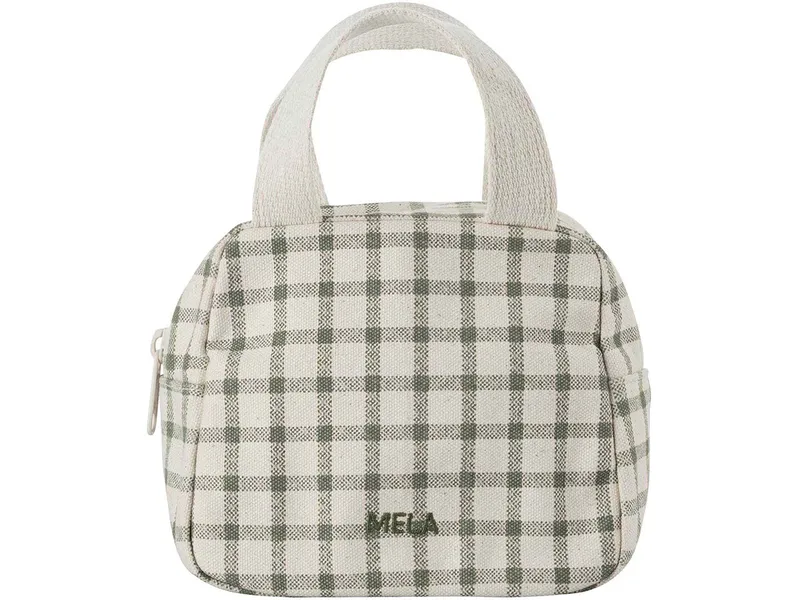MELA Organizer Tasche klein SHAILA | von MELA | Fairtrade & GOTS zertifiziert, Greige / green grid print, – Produktbild 1 von 2