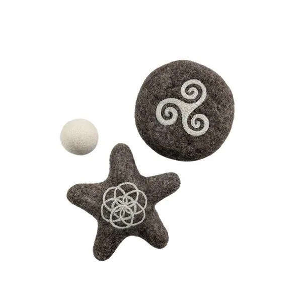 Wooliie Wooliie Hunde-Spielset aus 100 % naturbelassener Schurwolle (3er-Bundle) – Frisbee & Star – Produktbild 1 von 4