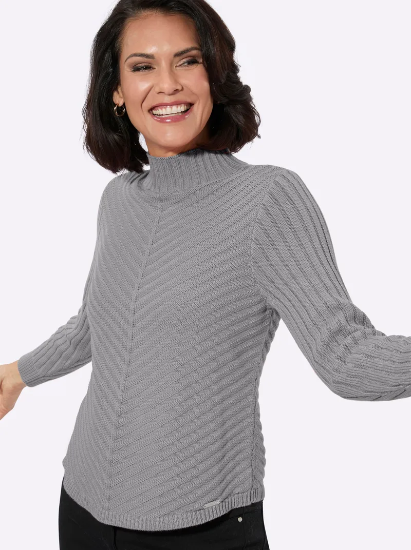 Witt Witt Stehkragenpullover steingrau-meliert, Steingrau-meliert, – Produktbild 1 von 2