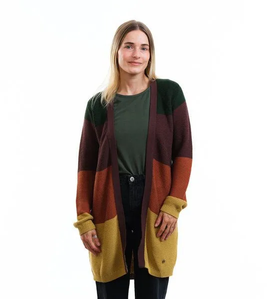 Gary Mash GARY MASH Long-Cardigan Alamo aus Biobaumwolle, Blockstreifen mit grün, – Produktbild 1 von 4