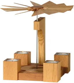 KWO Olbernhau KWO Olbernhau Moderne Pyramide Eiche weiss aus dem Erzgebirge für Teelichter – Produktbild 1 von 1