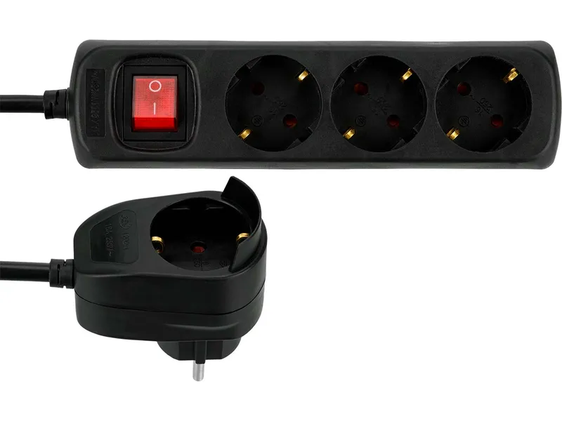 REV REV Steckdosenleiste "Powersplit" 3+1-fach mit Schalter, 2 m Leitung, schwarz – Produktbild 1 von 1