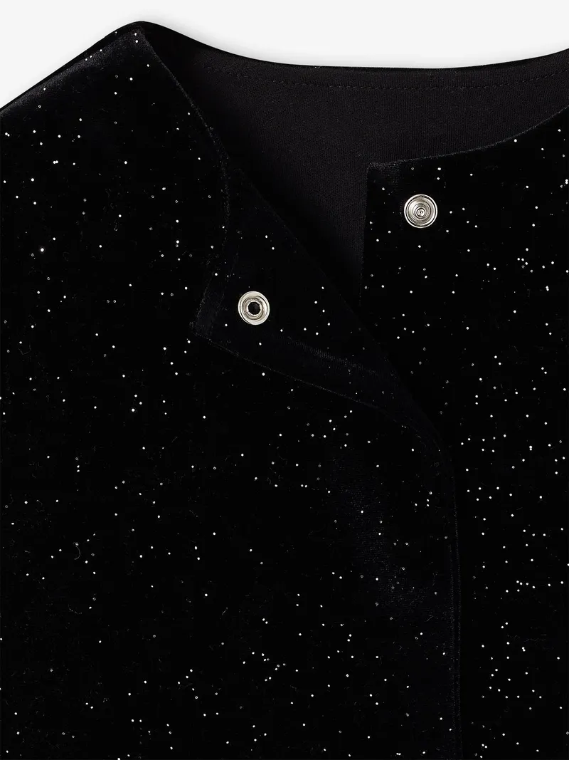 Vertbaudet Samt-Jacke mit Glitzereffekt Mädchen, Schwarz, – Produktbild 2 von 2