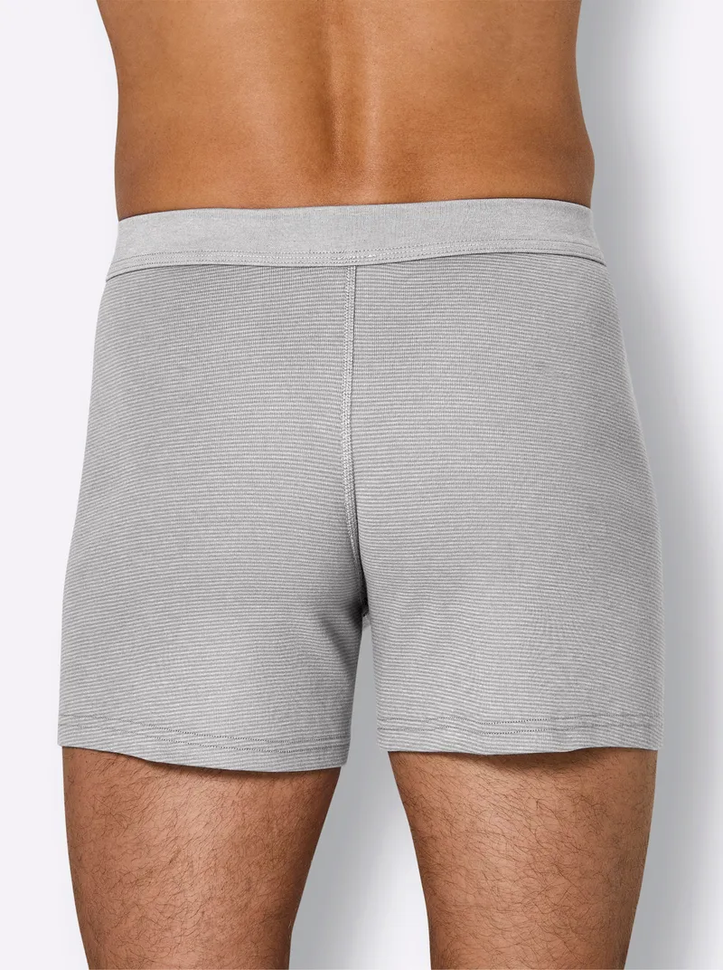 wäschepur men Boxershorts hellgrau-geringelt, Hellgrau-geringelt, – Produktbild 2 von 2