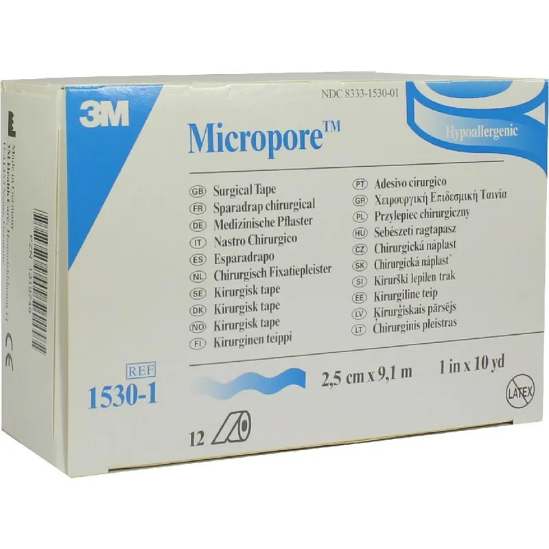 Solventum Germany MICROPORE Vliespfl.2,5 cmx9,1 m weiß 1530-1 12 St Pflaster – Produktbild 1 von 1