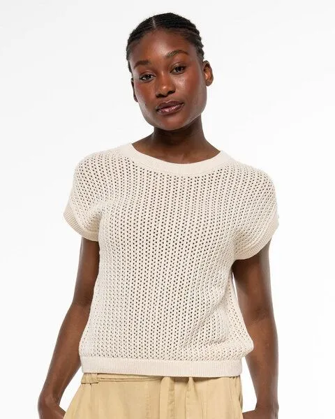 Alma & Lovis Alma & Lovis Pullunder im lockeren Strick aus Organic Cotton | Lace Knit Shirt, Cream (natur), – Produktbild 1 von 4