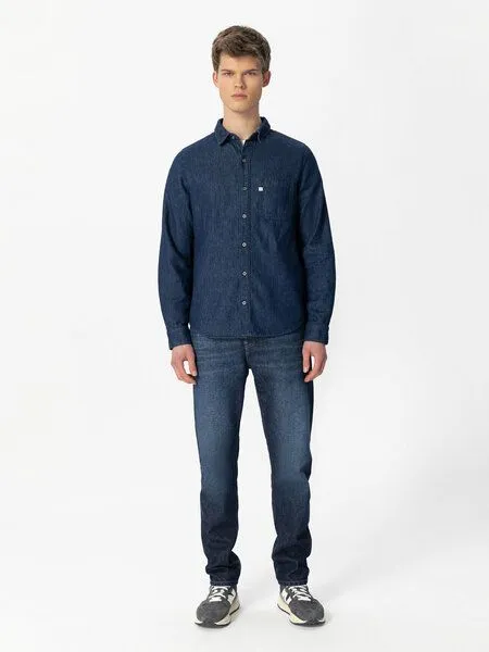 MUD Jeans MUD Jeans Langarmhemd - Stanley Shirt - aus einem Baumwoll/Leinen Mix, Strong blue (blau), – Produktbild 1 von 3