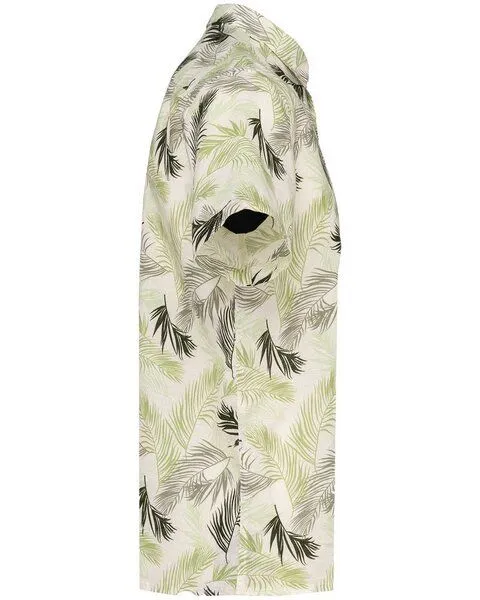 YTWOO YTWOO Herren Hawaii Hemd | Bio -Baumwolle-Leinen-Mix | Aloha Shirt | Kurzarm Hemd, Cremeweiß mit palmblättern, – Produktbild 4 von 4