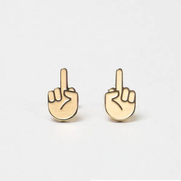 Fyngers Fyngers Ohrstecker aus chirurgischen Edelstahl hochglanzpoliert F*CK YOU, Gold, – Produktbild 5 von 8