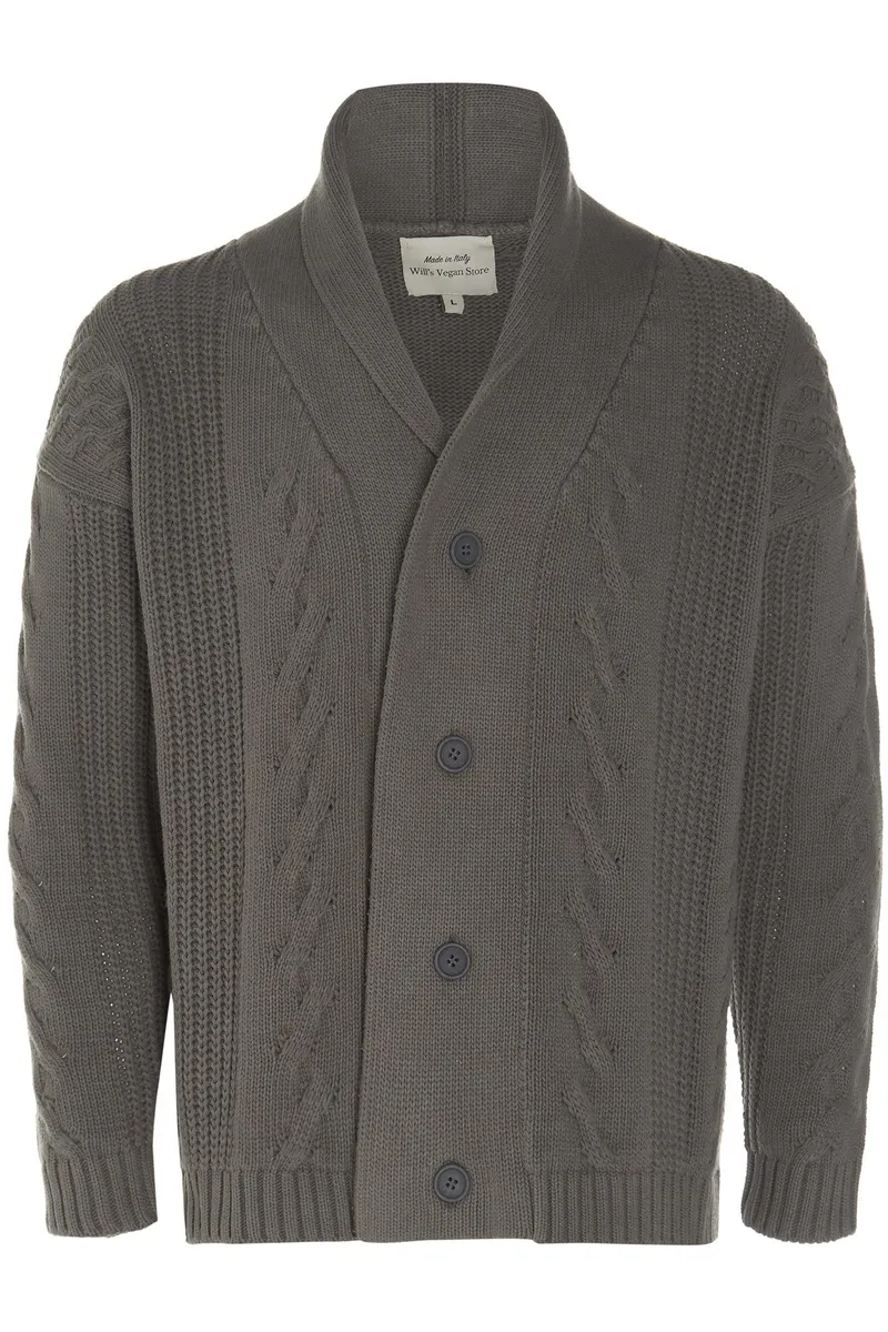 Will's Vegan Store Will's Vegan Store Herren vegan Strickjacke Chunky Button Up Grau, Grau, – Produktbild 1 von 2