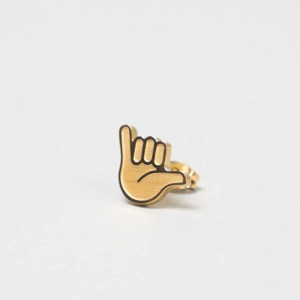 Fyngers Fyngers Ohrstecker aus chirurgischen Edelstahl hochglanzpoliert HANG LOOSE, Gold, – Produktbild 4 von 7