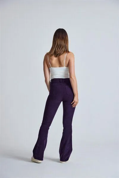 Flax and Loom Flax and Loom Cord Schlaghose Skinny Fit Modell: Mavis, Aubergine (rot), – Produktbild 6 von 6