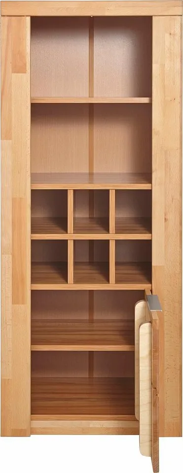 OTTO home Vitrine ZARA81, 2 Fächer geschlossen, geölt, Wohnzimmer, teilmassiv Kernbuche B/T/H:60/40/145cm, Front massivholz, Tür L/R, wein Regal, Griffleiste, Braun, – Produktbild 5 von 5
