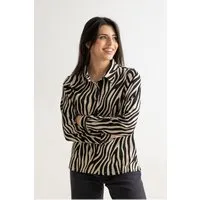 Clotsy Clotsy Damen vegan Poloshirt Stripes Beige / Schwarz – Produktbild 1 von 1