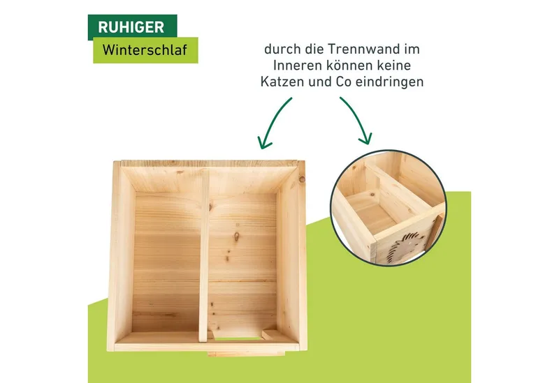 Windhager Windhager Tierhaus Igelfutterhaus aus Massivholz, ein sicheres Winter- und Schlafquartier, Igelhotel mit abnehmbarem Dach, 40x40x19 cm, Beige, – Produktbild 5 von 5