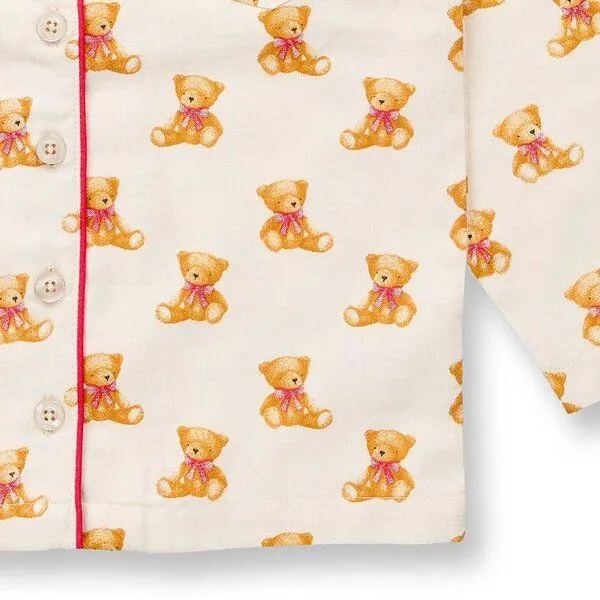 Sense Organics Sense Organics Kinder Flanell Schlafanzug mit Teddy-Druck auf Naturbeige, 188004, – Produktbild 4 von 4