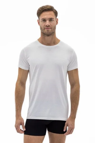 Barrio 13 Barrio 13 T-Shirt Herren Rundhals 3er Pack - Stretch Baumwolle Unterhemd mit Kurzarm Slim Fit, Schwarz, – Produktbild 4 von 4